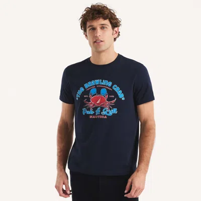 Nautica Mens Fighting Crab Graphic T-shirt In Multi