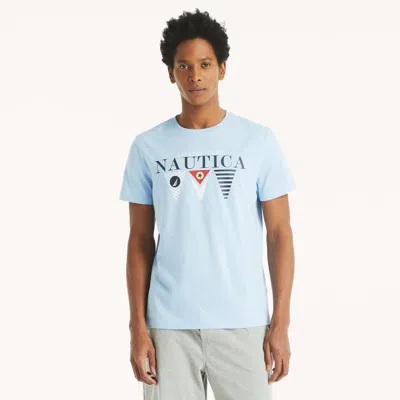Nautica Mens Flag Graphic T-shirt In Blue