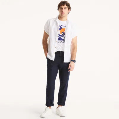 Nautica Mens Flat-front Linen Deck Pant In Multi
