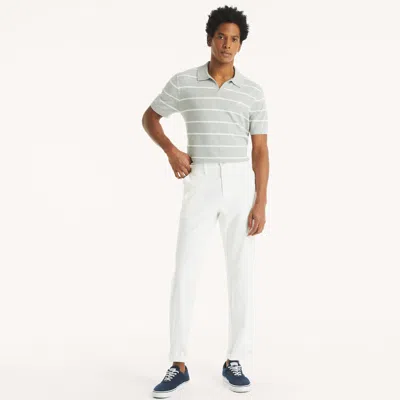 Nautica Mens Flat-front Linen Deck Pant In White