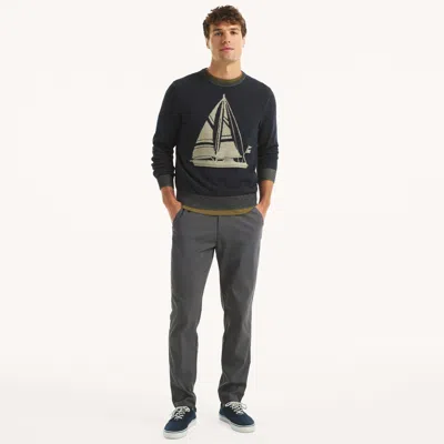 Nautica Mens Flat-front Performance Pant In Gray