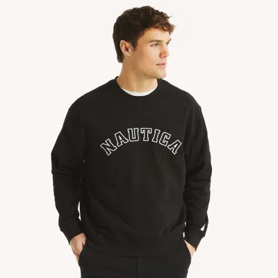 Nautica Mens Fleece Crewneck Sweatshirt In Black