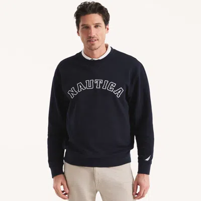 Nautica Mens Fleece Crewneck Sweatshirt In Blue