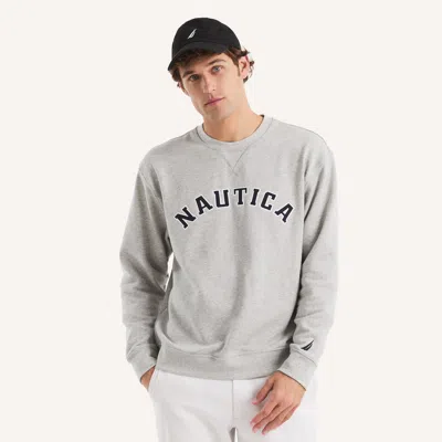 Nautica Mens Fleece Crewneck Sweatshirt In Grey