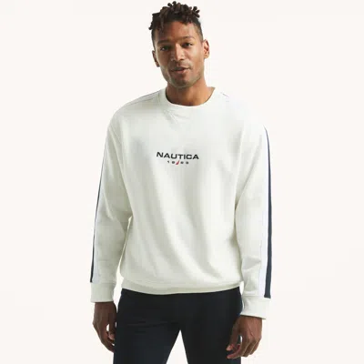 Nautica Mens Fleece Crewneck Sweatshirt In White