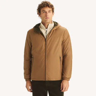 Nautica Mens Fleece Jacket In Brown