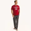 Nautica Mens Fleece Plaid Print Pajama Pant In Black
