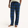 Nautica Mens Fleece Plaid Print Pajama Pant In Blue