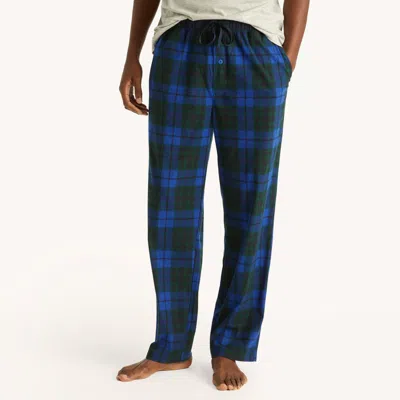 Nautica Mens Fleece Plaid Print Pajama Pant In Blue