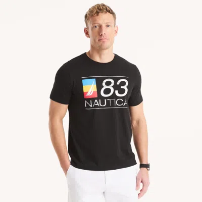 Nautica Mens Foil '83 Graphic T-shirt In Black