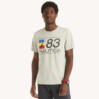 Nautica Mens Foil '83 Graphic T-shirt In Gray