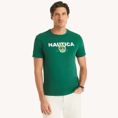 Nautica Mens Foil Anchor Graphic T-shirt In Green