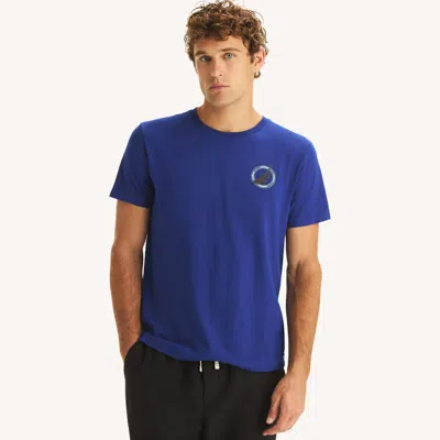 Nautica Mens Foil Ocean Explorer Graphic T-shirt In Blue