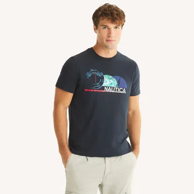 Nautica Mens Foil Sailing Division Graphic T-shirt In Blue