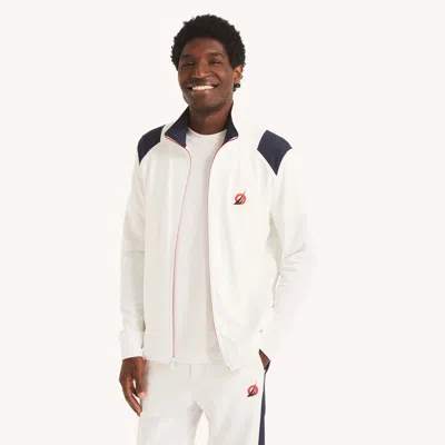 Nautica Mens Full-zip Mock Neck Track Jacket In White