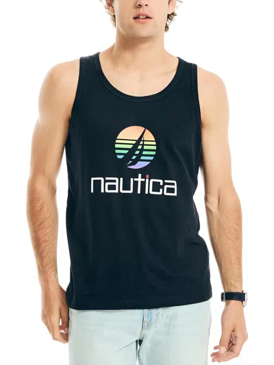 Nautica Mens Graphic Knit Tank Top In Blue