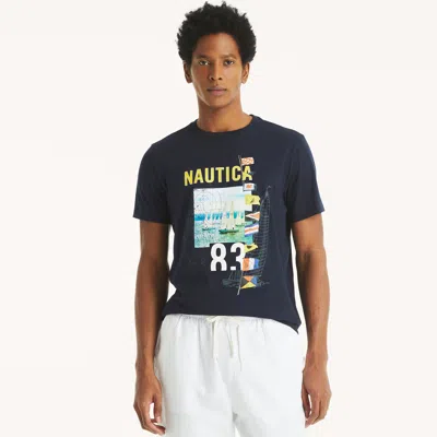 Nautica Mens Heritage Sailing Graphic T-shirt In Blue