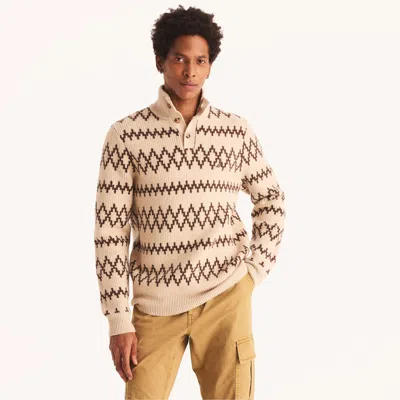 Nautica Mens Jacquard Mock-neck Sweater In Multi