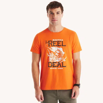 Nautica Mens Keep It Reel Graphic T-shirt In Multi