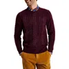 Nautica Mens Knit Cable Knit Crewneck Sweater In Burgundy