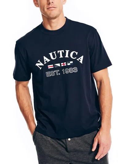 Nautica Mens Knit Graphic T-shirt In Blue