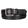 Nautica Mens Lace-trimmed Leather Belt In Black
