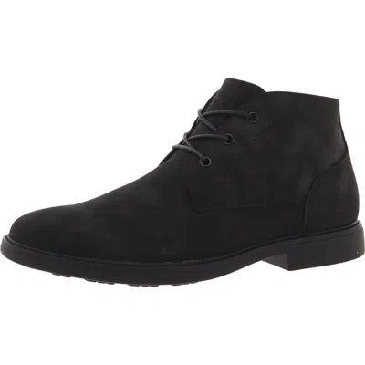 Nautica Mens Lace-up Faux Leather Chukka Boots In Black
