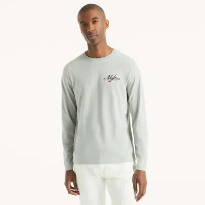 Nautica Mens Leisure Club Graphic Long-sleeve T-shirt In Gray