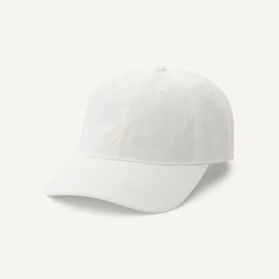 Nautica Mens Linen Baseball Cap In White