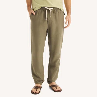 Nautica Mens Linen Drawstring Pant In Green