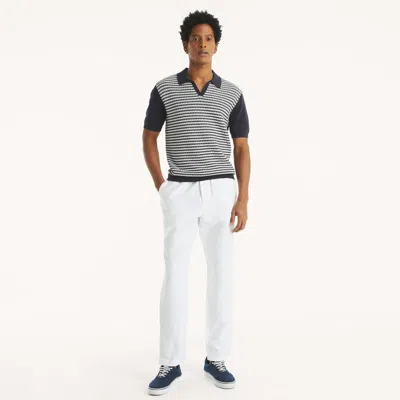 Nautica Mens Linen Drawstring Pant In White