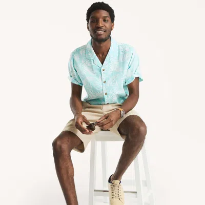 Nautica Mens Linen Short-sleeve Camp Shirt In Multi