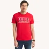 Nautica Mens Logo Flag Graphic T-shirt In Red
