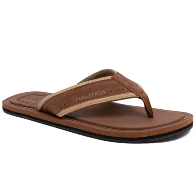 Nautica Mens Logo Flip-flop In Brown