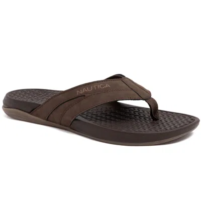 Nautica Mens Logo Flip-flop In Brown