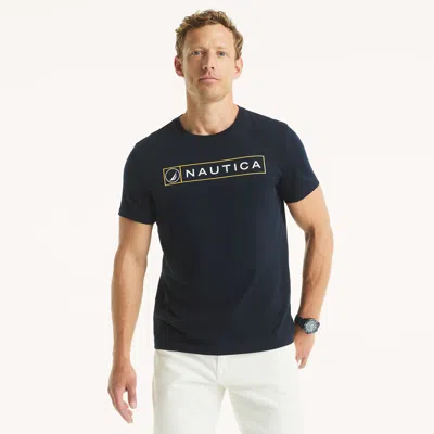 Nautica Mens Logo Graphic T-shirt In Black