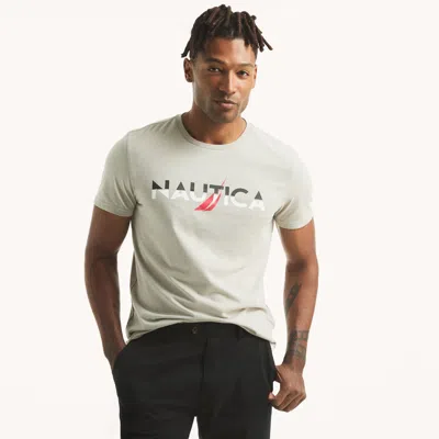 Nautica Mens Logo Graphic T-shirt In Gray
