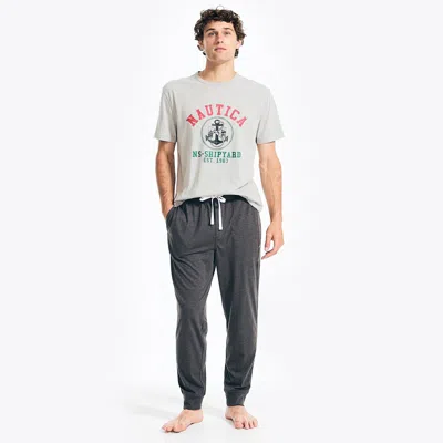 Nautica Mens Logo Graphic T-shirt Pajama Pant Set In Grey