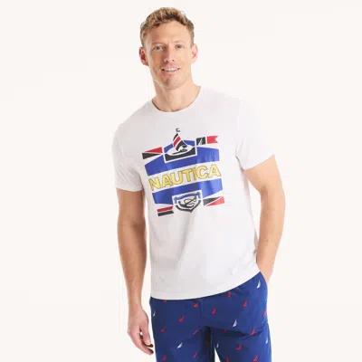 Nautica Mens Logo Graphic T-shirt In White