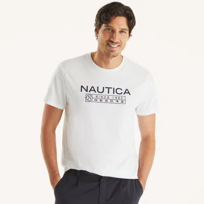 Nautica Mens Logo Graphic T-shirt In White