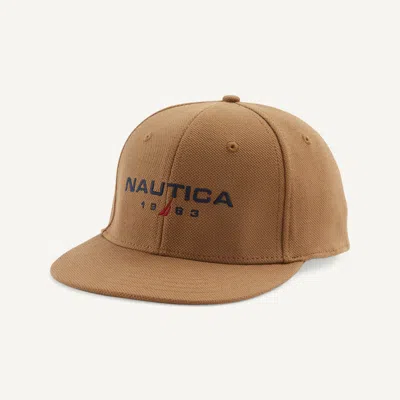 Nautica Mens Logo Knit Hat In Brown