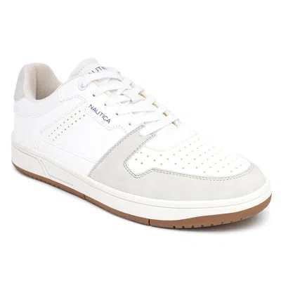 Nautica Mens Logo Lace-up Sneaker In White