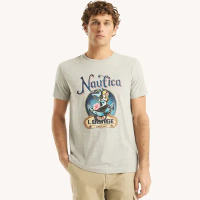 Nautica Mens Lounge Bar Graphic T-shirt In Grey