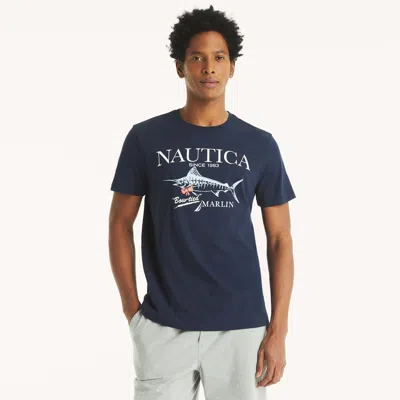 Nautica Mens Marlin Graphic T-shirt In Blue