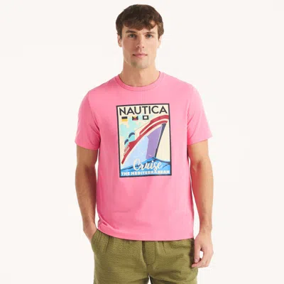Nautica Mens Mediterranean Cruise Graphic T-shirt In Pink