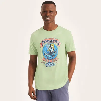 Nautica Mens Mermaid Girl Graphic T-shirt In Green