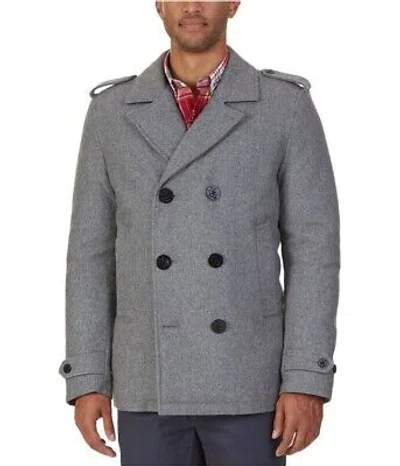 Pre-owned Nautica Mens Military-inspired Pea Coat, Grey, Xx-large In Comtgryhtr