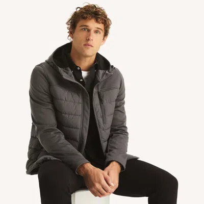 Nautica Mens Mixed Media Jacket In Gray
