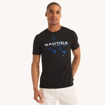 Nautica Mens Modern Maritime Graphic T-shirt In Black