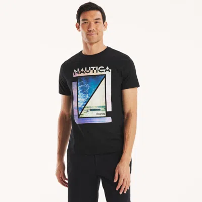 Nautica Mens Modern Sailing Graphic T-shirt In Black